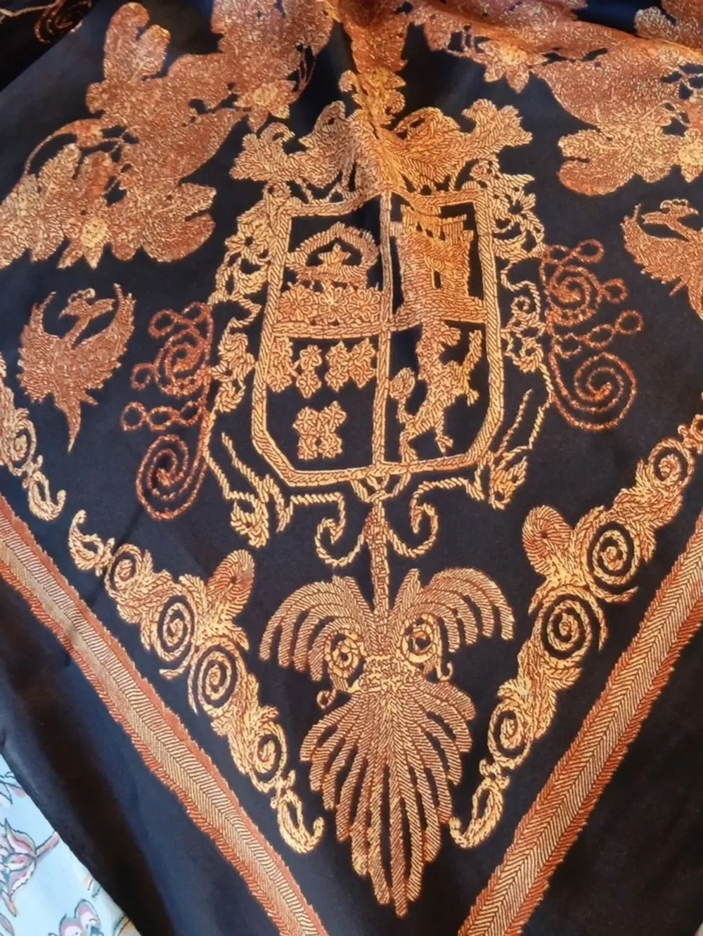 Gorgeous Gold And Black Scarf . Oversized. Renaissance. Dramatic.